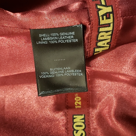 Harley-Davidson Red Leather Jacket Womens Size M-L 120th Anniversary Biker - Picture 5 of 9